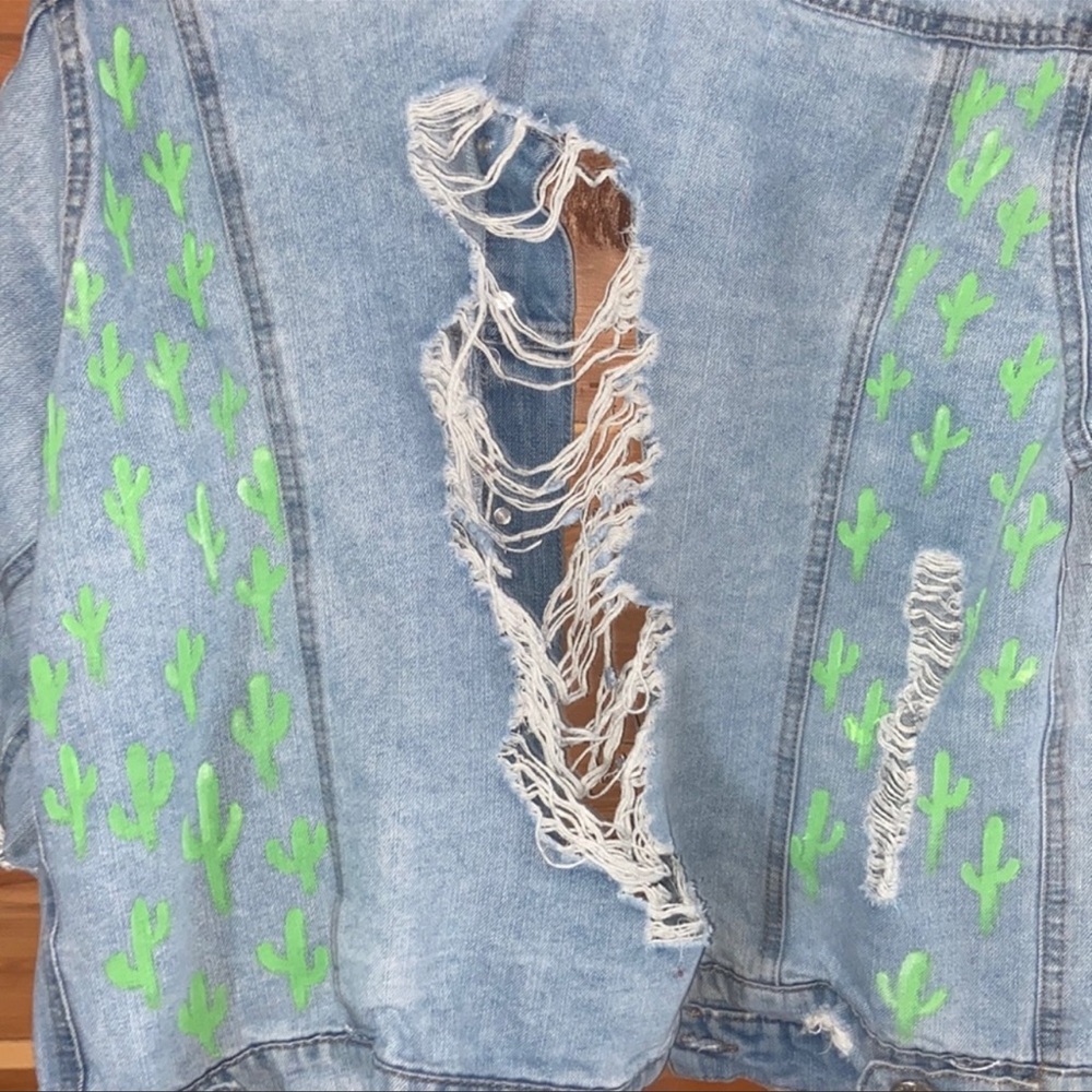 Distressed denim jacket